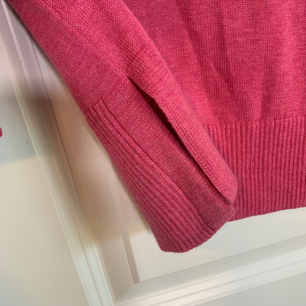 Anthropologie Pink Long Sleeve V-Neck Tunic Top XS Fits S/M Preppy Minimalist - Picture 4 of 8